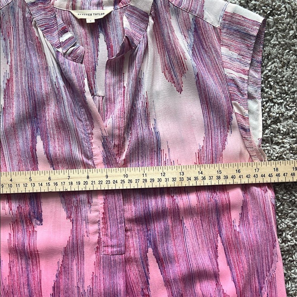 Like New! Rebecca Taylor 100% Silk Dress Ombre Fuchsia Pink in Size 6 - Picture 9 of 12